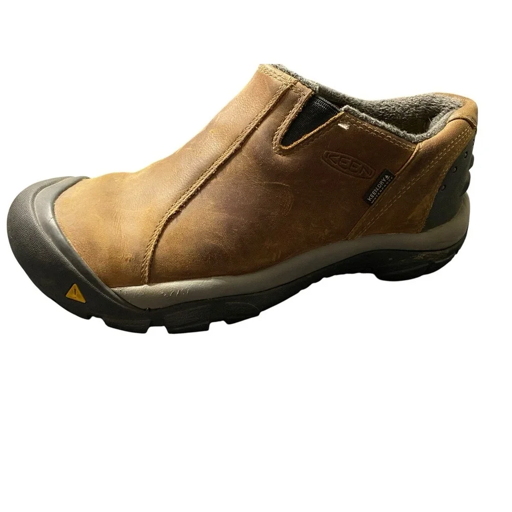 Keen Brixen Men's 8.5 Brown Leather Waterproof Low Slip On Insulate Shoe Boots